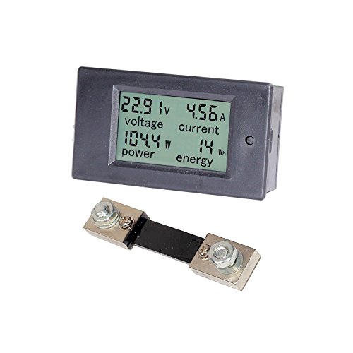 Spartan Power Battery Monitor and Multimeter 0-100A 6.5V-100VDC LCD Digital Display Comes with 100A Current Shunt