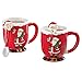 Collections Etc Red Santa Mugs with Spoons - Set of 2 Red
