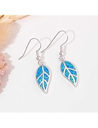 CiNily - Pendientes colgantes de ópalo de fuego de 18 quilates chapados en oro blanco para mujer, joyas, gemas, 1 5 8 pulgadas