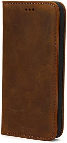 iPhone 8 Plus, iPhone 7 Plus Case, WEOZE Handmade Genuine Leather [Vintage Crazy Horse Pattern] Plus Wallet Case Book Design w/Flip Cover and Stand [Card Slot] - QI/Wireless Charging Compatible