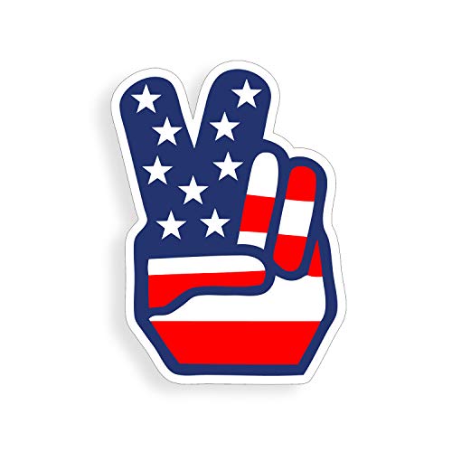 American Flag Usa Peace Finger Hand Decal Sticker (609595123684)