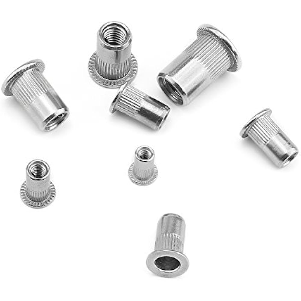 304 Rivet Nuts Stainless Steel Flat Head Threaded Rivetnut Insert Nutsert Kit 6 eBay