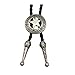 Vintage Silver Tone Q&Q Fashion Western Southwest Men Texas Ranger Star Leather Rodeo Bolo Bola Tie Necktie, Large