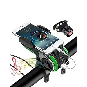 Bike Light with Waterproof Wireless Speaker Set,6 Functions Come with Bicycle Bell,Phone Holder,Speaker,Power Bank,TF…