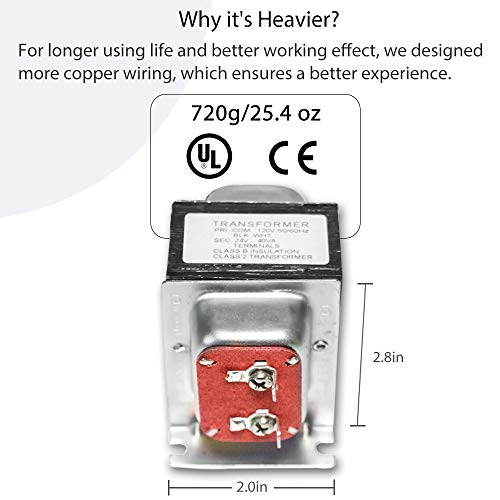 Thermostat / Doorbell Transformer, 24V 40VA Power Supply Compatible