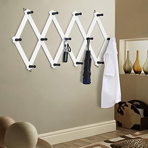 Dseap Accordian Wall Hanger 16” High Wooden Wall Expandable Coat Rack