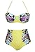 Happy Sailed Women's Modern Retro Flower Flock High Waisted Bikini