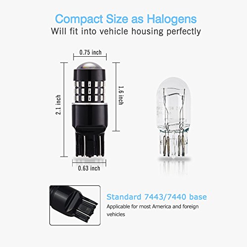 AUTOGINE 4 X Super Bright 9-30V 7440 7441 7443 7444 992 LED Bulbs 3014 54-EX Chipsets with Projector for Tail Lights Brake Lights Turn Signal Lights, Brilliant Red - Thumbnail 5
