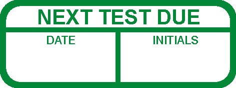 Next Test Due - Mark and Seal Write On 40mm x 15mm Labels - Price per Pack of 120 Labels (P/NO. 7820415)