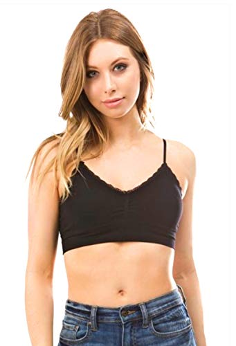 Anemone Lace Trim Bra Elastic Band 2PK (Onyx&Snow) , One Size