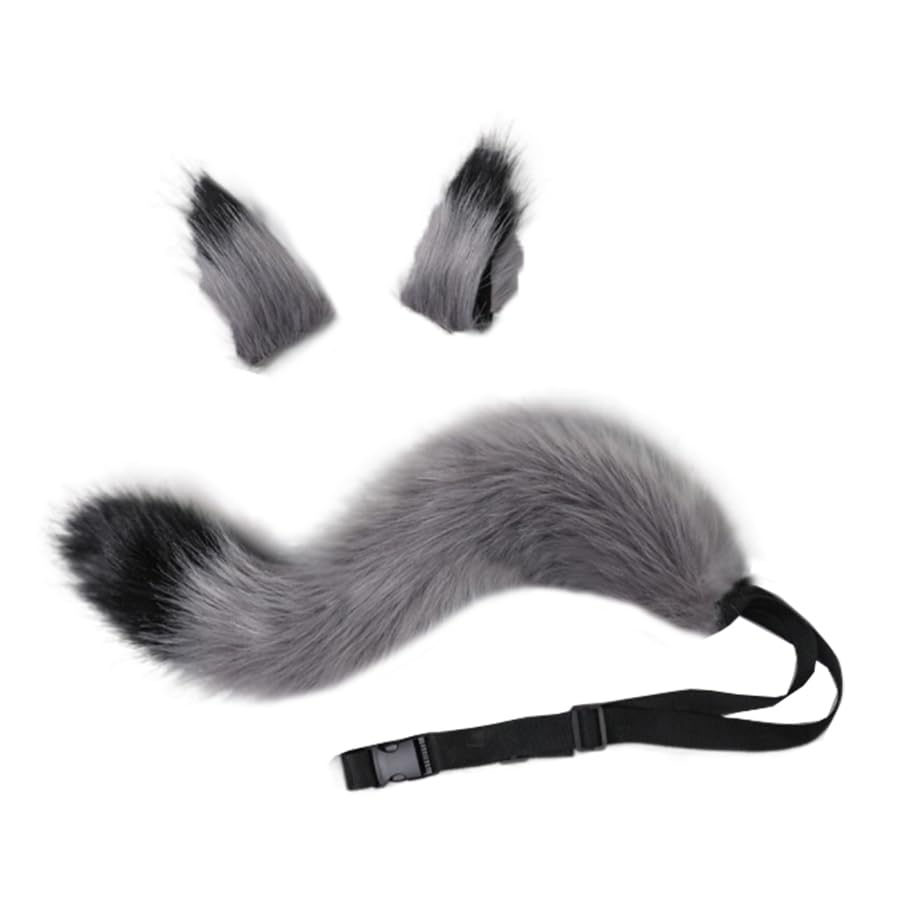 Faux Furry Fox Ears Headband Tail Paw Gloves Set Halloween Costume Fancy Dress Hairband Hair Hoop Wolf Tail Bear Glove Kit Furry Animal Accessories