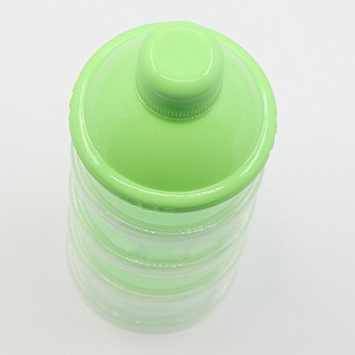 HEART SPEAKER Travel Kids Baby Feeding 4 Layers Milk Powder Dispenser Bottle Storage Container (Green)