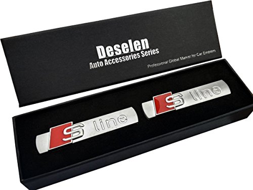 Deselen - LP-BS07 - Car Emblem Chrome Stickers Decals Badge Labeling for S Line A3, A4, A6, Q3,Q5, Q7, S6, S8, Pack of 2 (Frosting Silver)