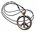 Nove Jewelry Leather Peace Sign Necklace - Peace Symbol Necklace - Resin Peace Sign Pendant - Adjustable Black Cord (Brown)