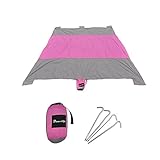 Dowellife Compact Lightweight Outdoor Camping Beach Blankets Picnic Blanket, Sand Free waterproof, 7’9’ Extra Large, Ripstop Nylon 4 Anchor Stakes 4 Pockets 1 Zipper Storage Pocket (Purple Grey)