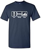 EatSleepTee Men's Eat Sleep Row T-Shirt Funny Rowing Tee Large Navy