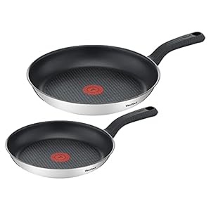 Tefal 2 Piece Comfort Max, 24cm & 28cm Frying Pans, Stainless Steel, Silver