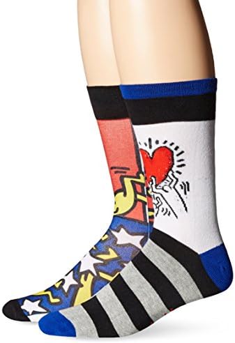 Keith Haring Men's Patriotic Heart 2-Pack Crew Socks
