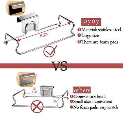 Large Stainless Steel Trash Bag Holder for Kitchen Cabinets Doors and Cupboards, Stainless Steel - Thumbnail 2