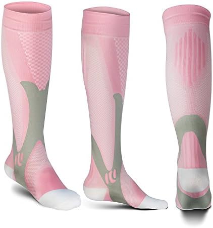 Compression Socks for Men & Women,Compression Socks 20-30 mmhg for Flight, Maternity, Athletics, Travel, Nurses - Medical Care Grade, Boost Stamina, Circulation & Recovery (S/M, Pink)
