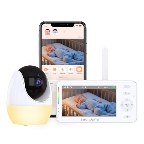 CallToU Baby Monitor with 1080P HD Camera, Hybrid 2.4GHz Wi-Fi & No Wi-Fi Connection, 4× Zoom, Pan-Tilt,Temperature Display,Lullabies & Night Light,4.3-Inch Screen,Remote Baby Monitoring from Anywhere
