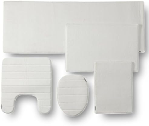 5PC MEMORY FOAM BATHROOM SET COMBO - WHITE FROST
