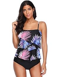 Macool Tankini Tops para dama traje de baño de cintura alta para niñas 2 piezas traje de baño más tamaño traje de baño bikini