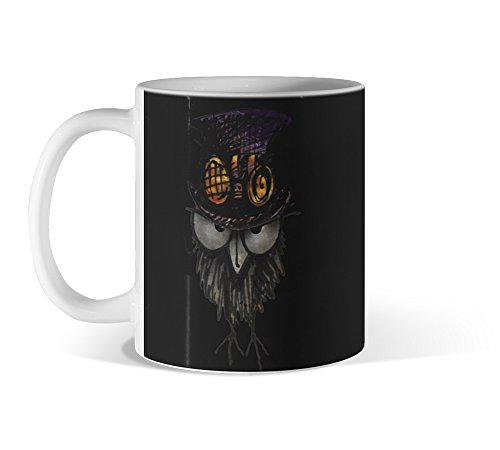 Funny Grumpy Steampunk Owl 11oz Black Mug - Design By Humans