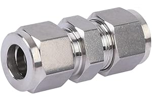 Pysrych 304 Stainless Steel Compression Tube Fitting Union with Double Ferrules 3/4" OD x 3/4" OD, Pack of 1