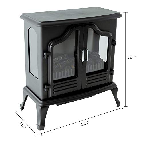 FLAME&SHADE Electric Wood Stove Fireplace Heater - Freestanding - Height 25in