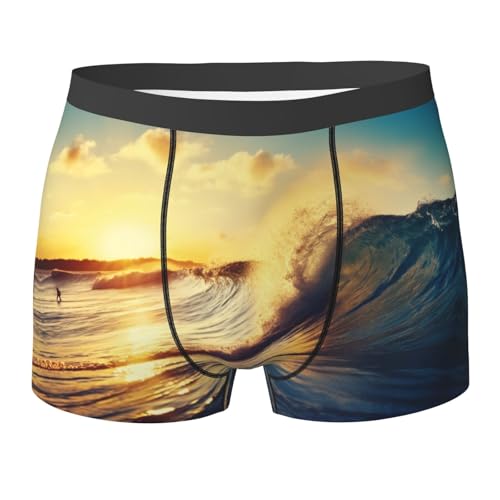 SYHEART Sunset Sea Surfing Seascape Print Men'S Boxer Briefs With Elastic Comfort Fit Design For All-Day Wear