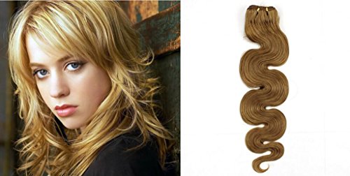 HairQueen 20 Inch Dark Brown Curly Clip-In Human Hair Extensions 100% Virgin Peruvian Hair,blond miel fonce(#16) 100g