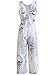 FANCYINN Floral Wide Leg Jumpsuits for Women Sleeveless Tie Back Casual Loose Rompers with Pockets S