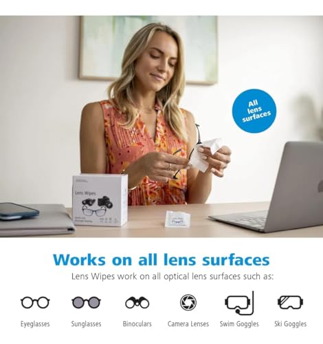 Toallitas de Limpieza para Lentes 200 Unidades (2 PAQUETES) Prehumedecidas, para Lentes, No Mancha, No Raya