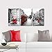 NAN Wind Modern London Wall Art Painting Red Bus on London Street Black White Wall Art Union Jack Wall Decor Paintings on Canvas Stretched Framed Ready to Hang Home Decor