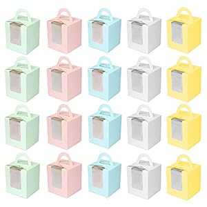 20 Stück Cupcake Kuchenboxen, INTVN Dessert Obstkisten Muffins Gebäck Container Lagerung Träger (Box Weiß, Rosa, Blau…