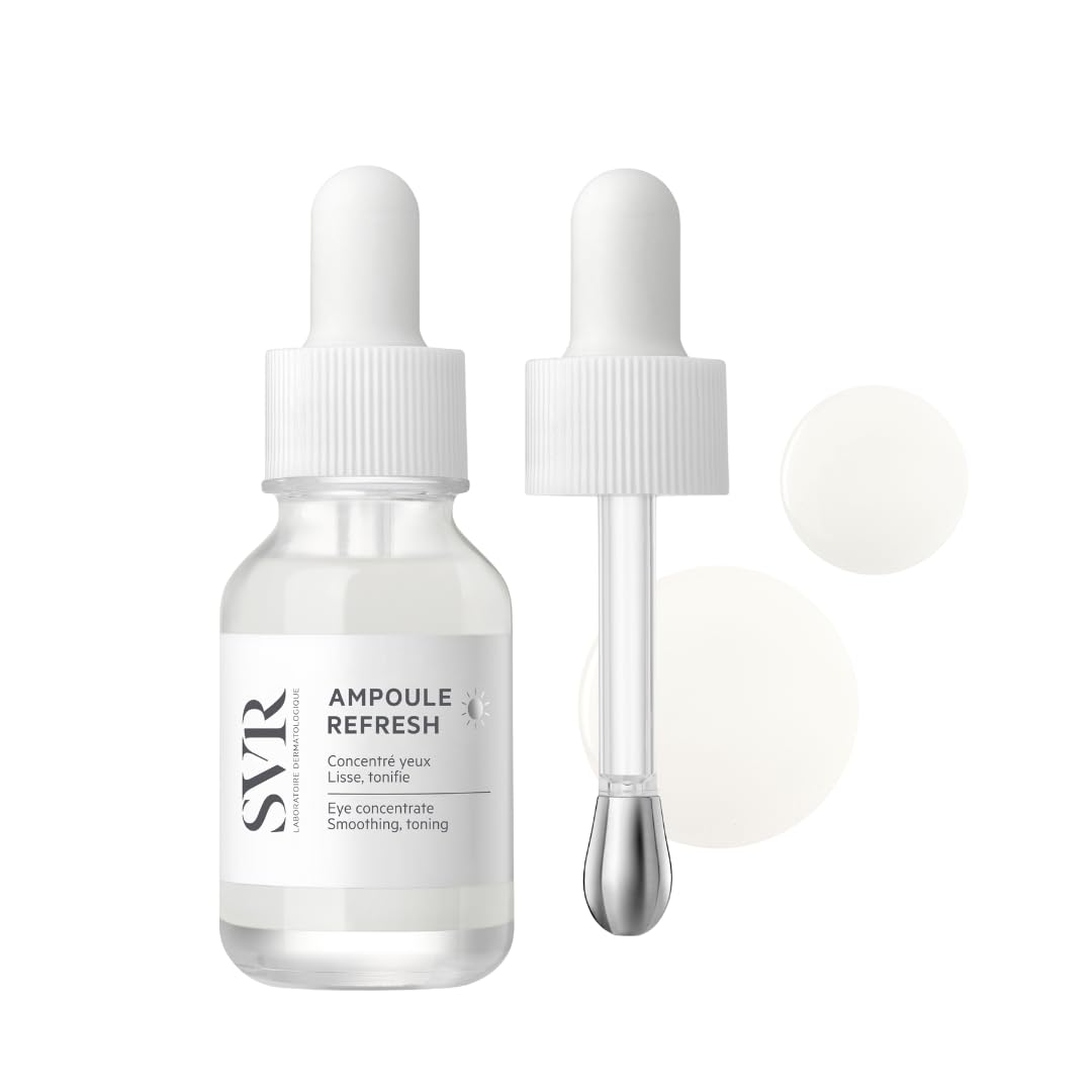 SVR Ampoule REFRESH Revitalising Morning Eye-Serum with Hyaluronic Acid, Peptides and Caffeine for Puffy Morning Eyes and Dark Circles, 15ml