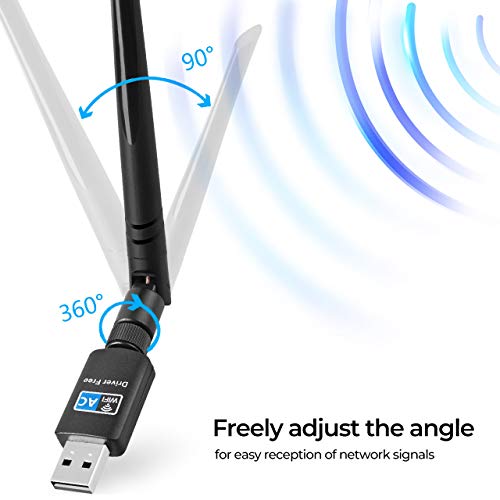 WiFi Adapter AC 600Mbps Wireless USB Adapter Driver Free 5.8GHz/2.4GHz Dual Band 600Mbps USB Adapter 2dBi External Antennas Supports Windows XP,Win Vista,Win 7,Win 8.1, Win 10,Mac OS X 10.6-10.13.3 - Thumbnail 2