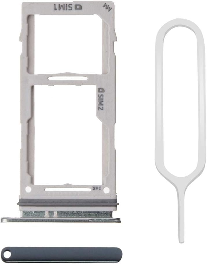 MMOBIEL Replacement Dual SIM Card Tray Compatible with Samsung Galaxy S10 / S10 Plus 2019 - Incl. Rubber Seal and SIM Pin - SIM Card Holder - Black