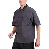 Happy Chef Men's Signature Chef Coat - Charcoal
