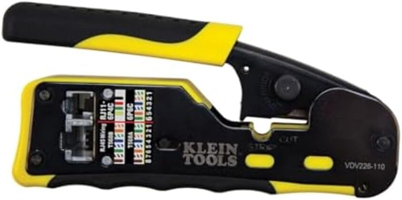 Klein Tools VDV226-110 Ratcheting Modular Data Crimper Wire Cutter Wire Stripper