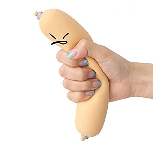 LUOEM Sausage Toy Fake Hot Dog Prop Stress Sausage Relief Squeeze Toy for April Fool's Day Prank Props (Flesh-Color)