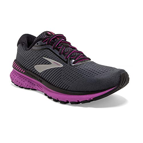 Brooks Womens Adrenaline GTS 20 Running Shoe - Ebony/Black/Hollyhock - B - 9.0