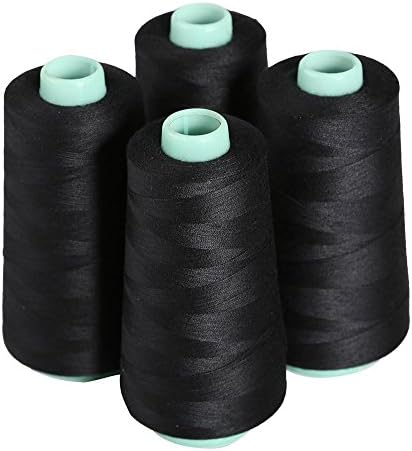 Serger Polyester Threads - Sewing &amp; Quilting 24000 Yard All Purpose Value Pack (4 x 6000 Yards, Black)