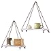 Comfify Hanging Shelves for Wall - Set of 2 – Rustic Farmhouse Boho Shelves with String – 17”x5.2” – Thick Distressed, Torched Look Real Wood - Rustic White