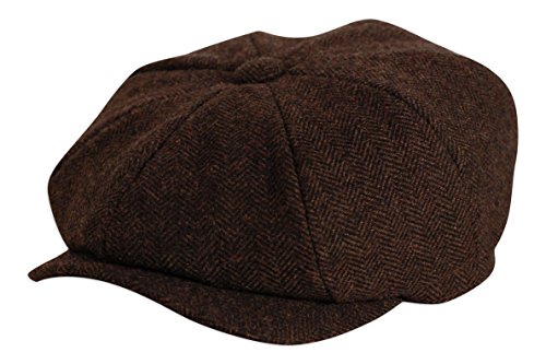 Gamble & Gunn 'Shelby' Brown Herringbone Button Top Cap Style of TV's Peaky Blinders (59cm)