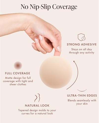 Bare Babe Reusable Silicone Nipple Covers - Waterproof, Nude, 4 Shades - Sticky Breast Stickers for Strapless Dress