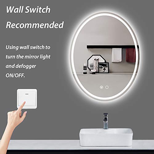 Keonjinn Oval Bathroom LED Mirror 24 x 36 Inch Frontlit and Backlit