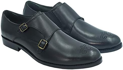 OCIO Genuine Leather Brace Double Monkstrap Black Shoes
