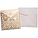 Graces Dawn 100pcs Laser-cut Lace Flower Pattern Wedding Invitations Cards(set of 100pcs) and Blank Cards and Envelopes 6 x 6